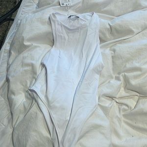 High neck white Zara bodysuit